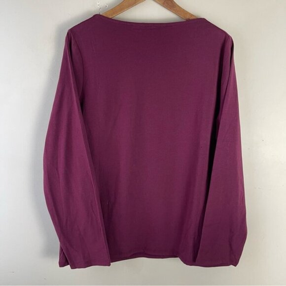 Boden Double Layer V-neck Top in Mulled Wine Purple size 20/22 jersey stretch - Picture 4 of 10